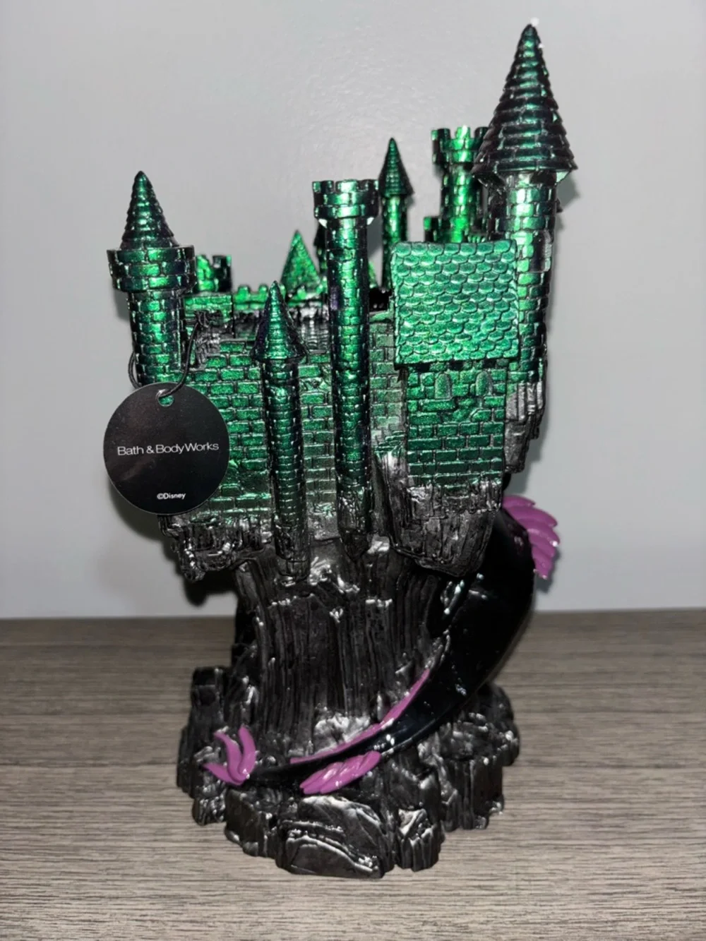 Bath & Body Green Metallic Castle Dragon Figurine with Black & Purple Dragon - Picture 4 of 6